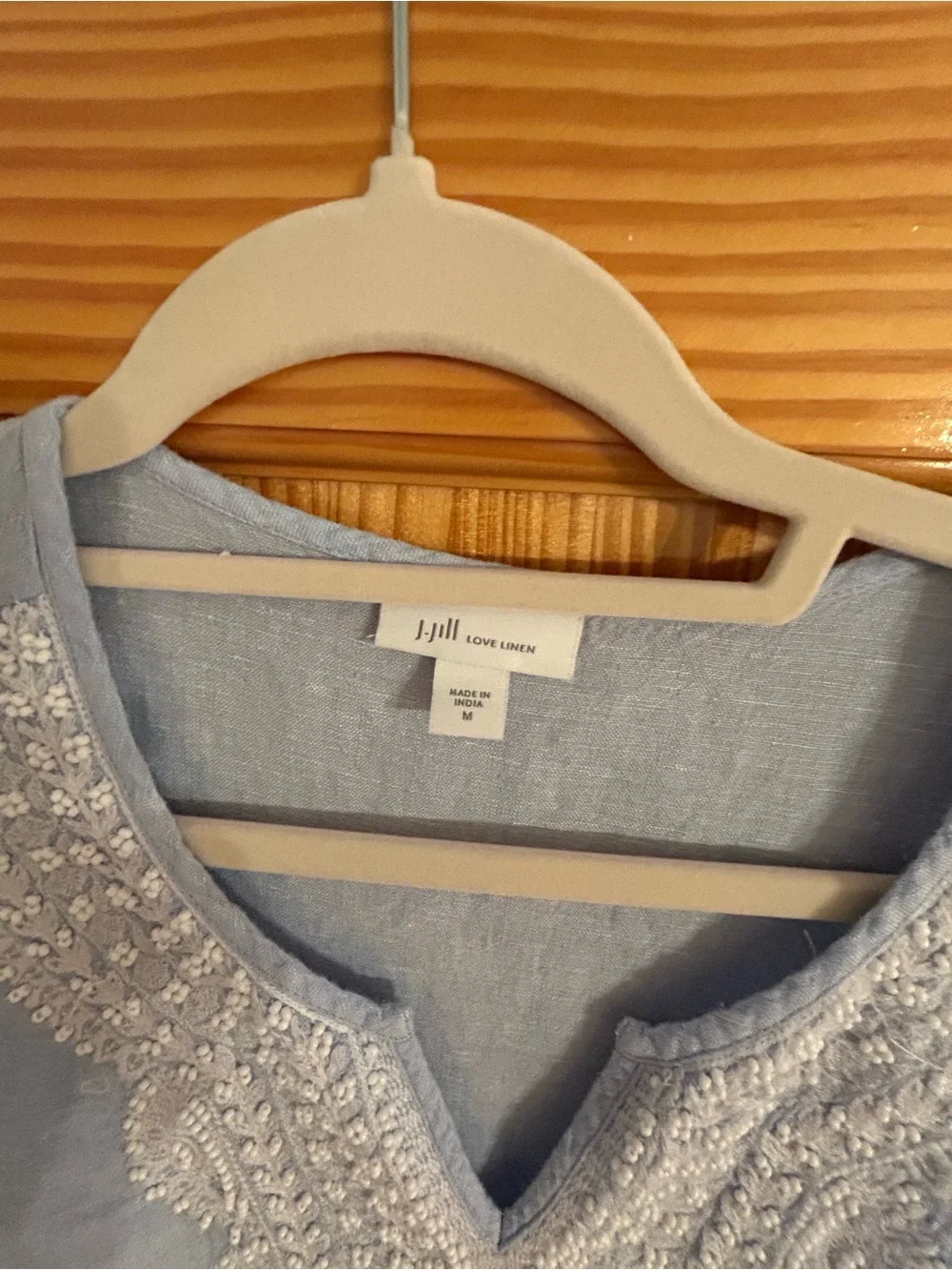 J. Jill Light Blue Sleeveless Embroidered Shift Dress - Picture 3 of 5